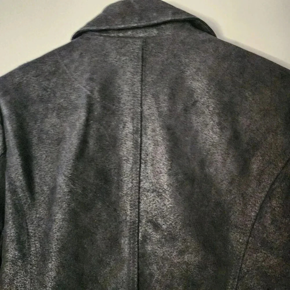 LEVI'S VINTAGE Womens SUEDE Leather Zip Front penny lane Black med Dark Academia - Picture 8 of 16